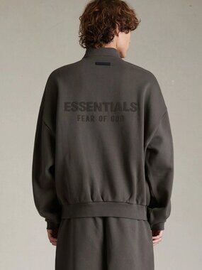 Fear of God Essentials Mens Long Sleeve Polo in Ink Size Small